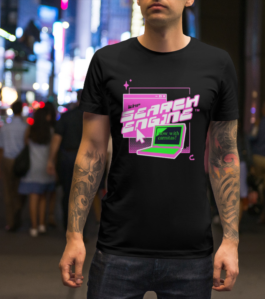 The Search Engine Now With Carnitas Neon Retro Computer Graphics T-Shirt