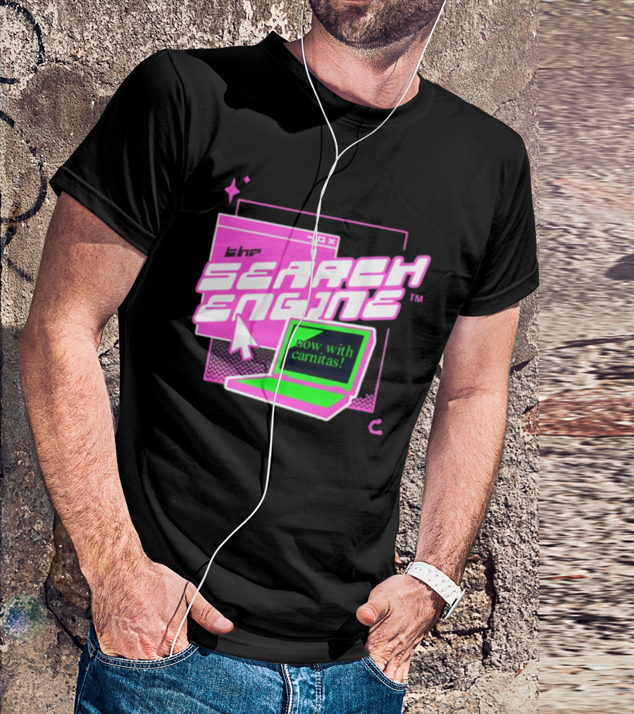 The Search Engine Now With Carnitas Neon Retro Computer Graphics T-Shirt