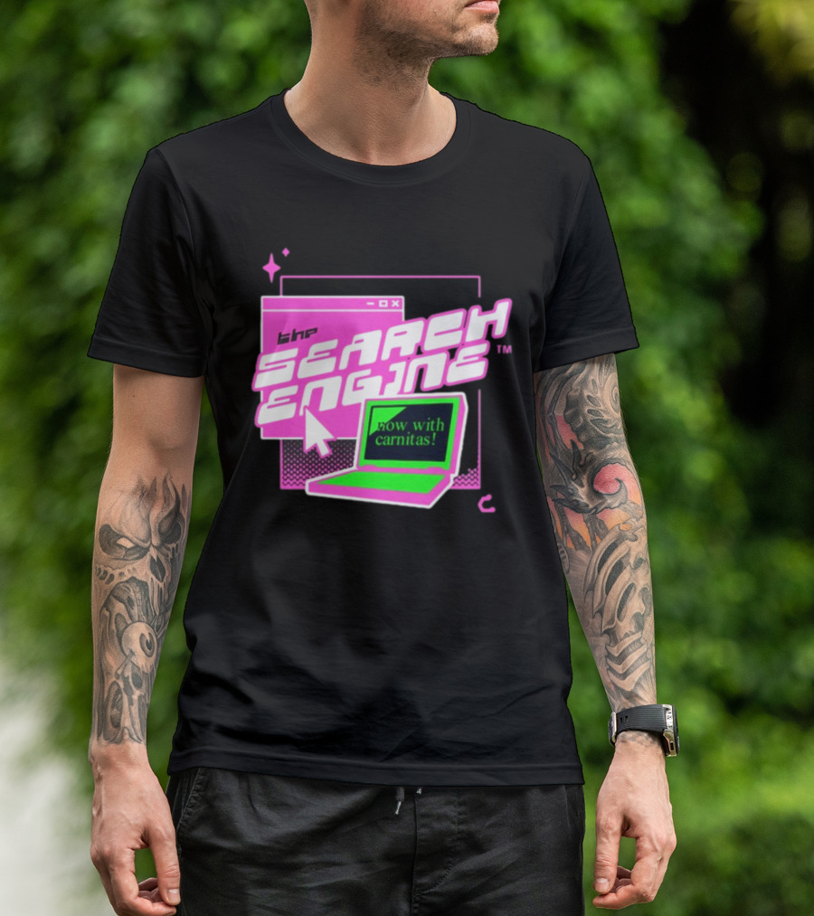 The Search Engine Now With Carnitas Neon Retro Computer Graphics T-Shirt