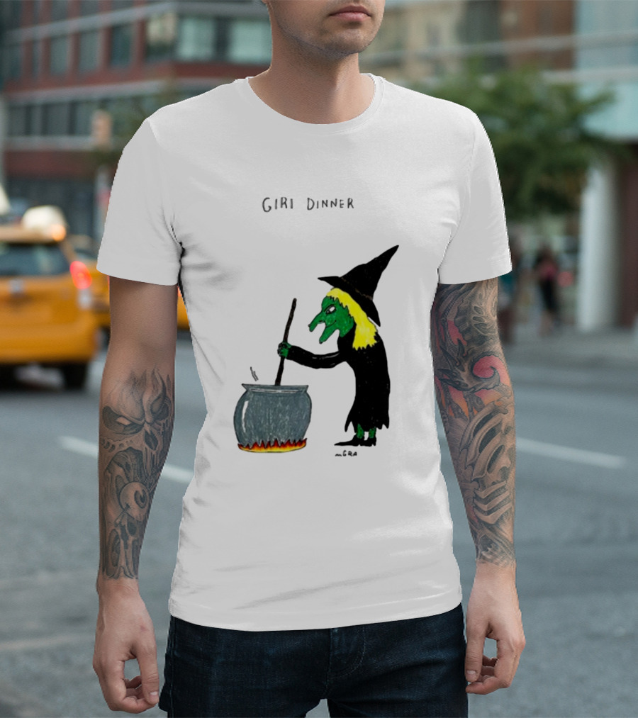 Matt Gray Girl Dinner Witch Cauldron Brewing T-Shirt