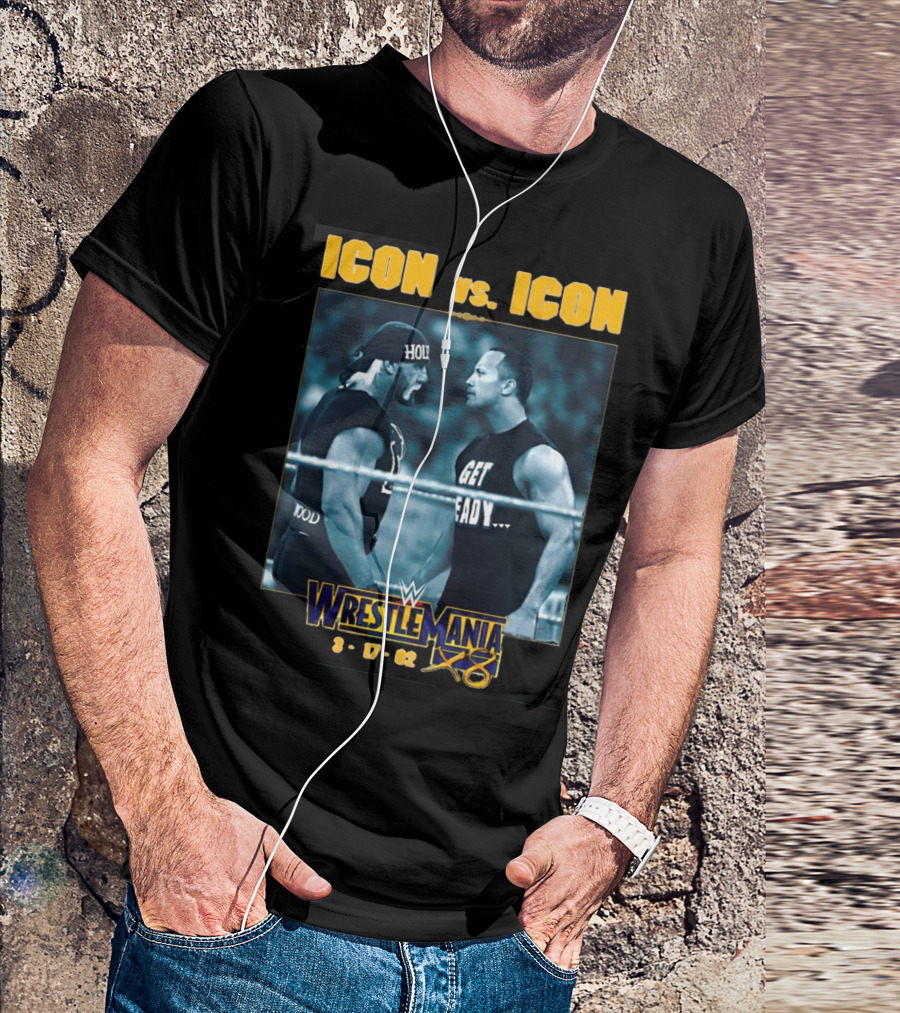ICON Vs. ICON WrestleMania X8 The Rock Hulk Hogan 3-17-02 T-Shirt