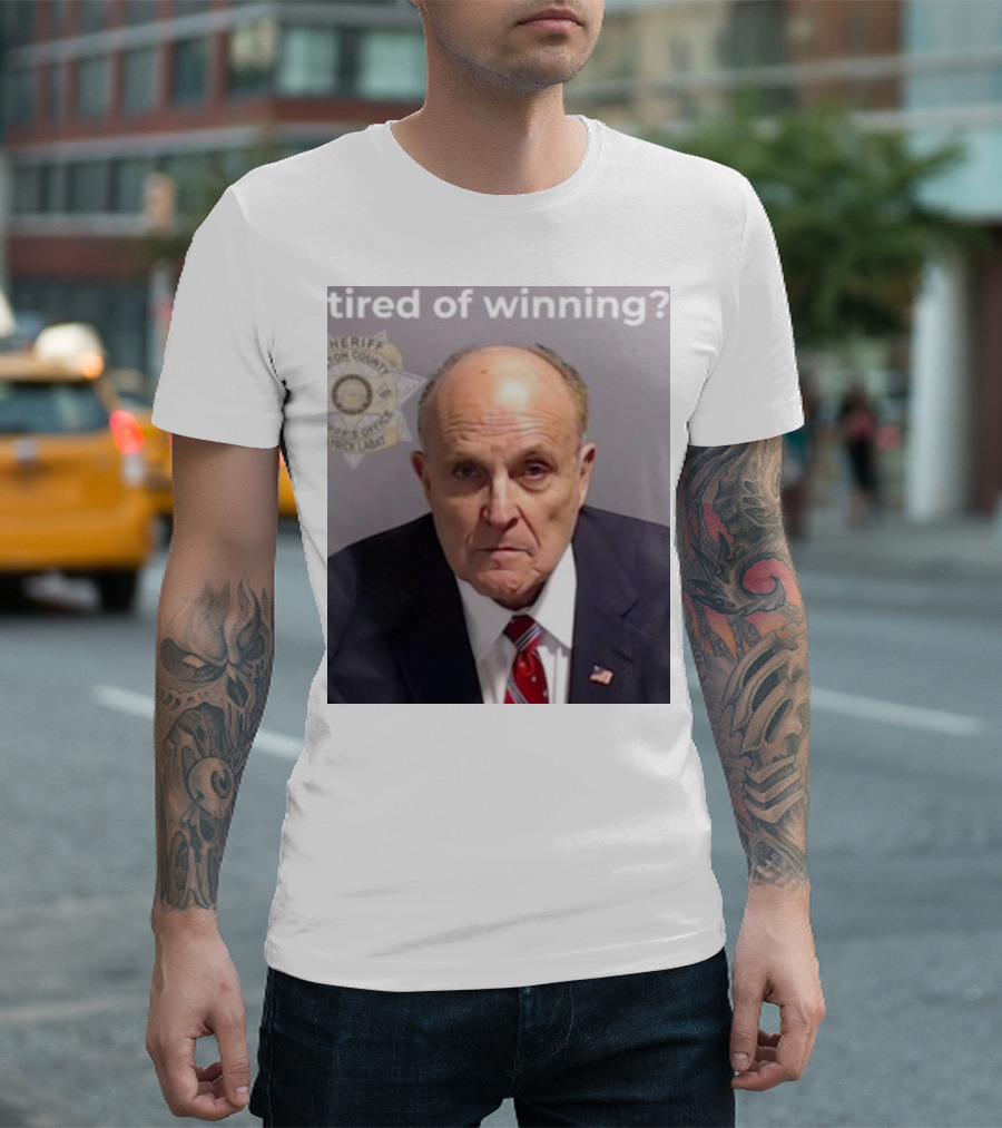 Tired Of Winning Rudy's Serious Expression Sheriff Badge T-Shirt
