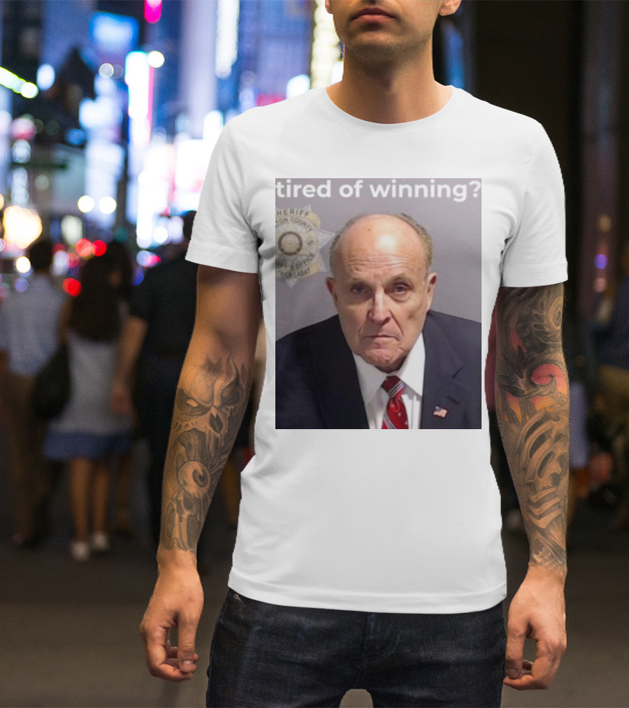 Tired Of Winning Rudy's Serious Expression Sheriff Badge T-Shirt