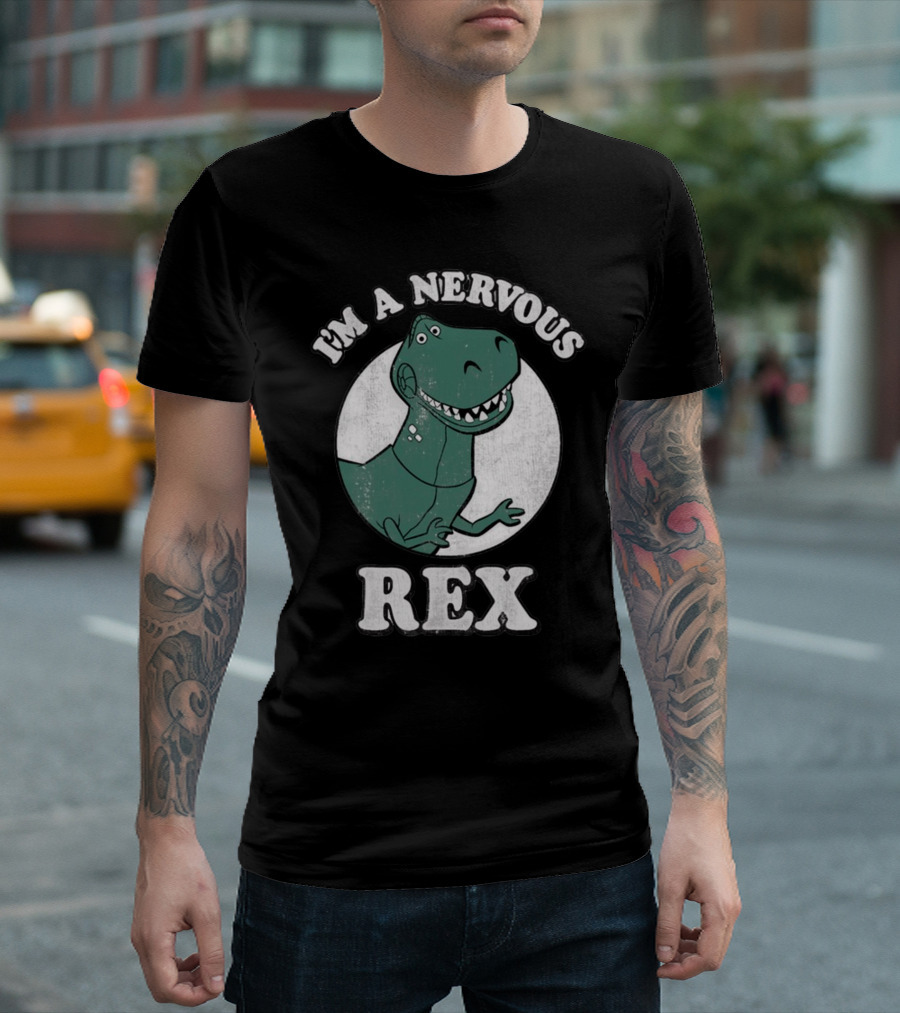 I'm A Nervous Rex Dinosaur Illustrated T-Rex T-Shirt