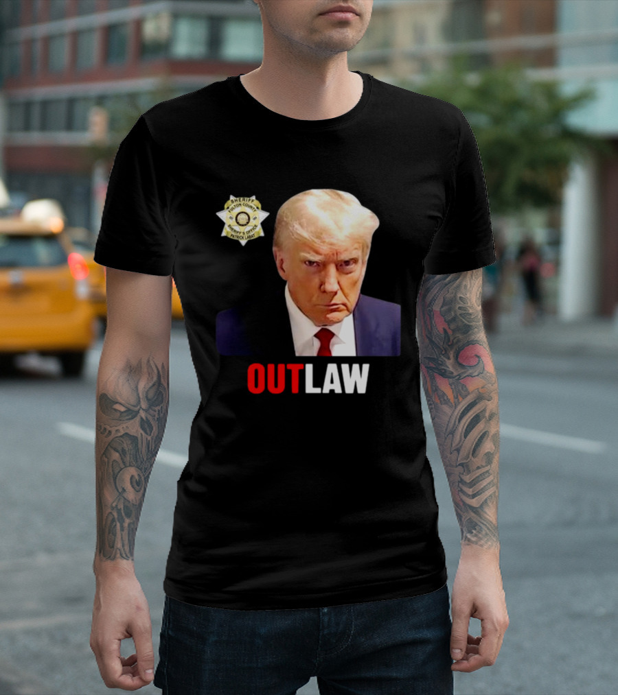 Thebestpoliticalshirts Trump Outlaw Sheriff Badge Image T-Shirt