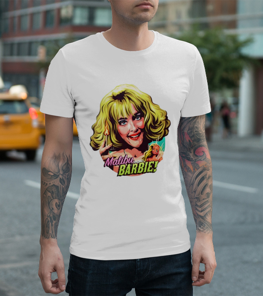 Malibu Barbie Debbie Jellinsky Doll Art With Flaming Lighter T-Shirt