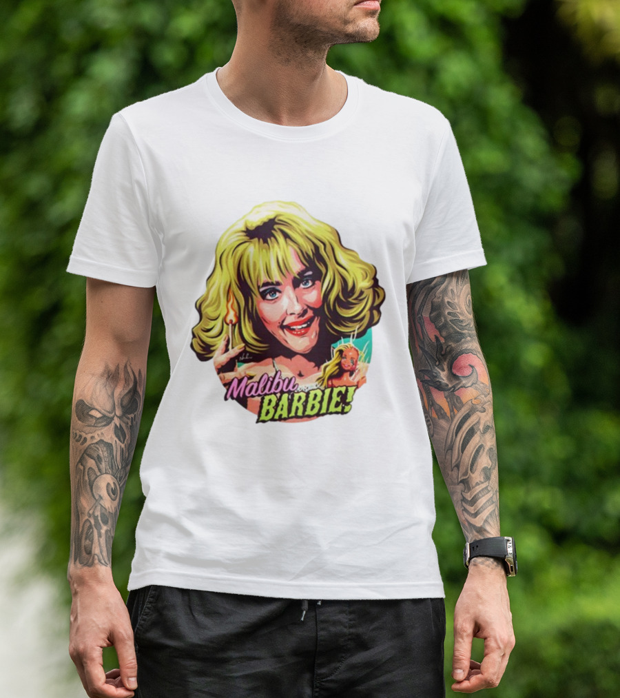 Malibu Barbie Debbie Jellinsky Doll Art With Flaming Lighter T-Shirt