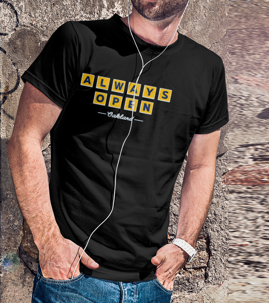 Always Open Oakland Scrabble Inspired Block Letters T-Shirt