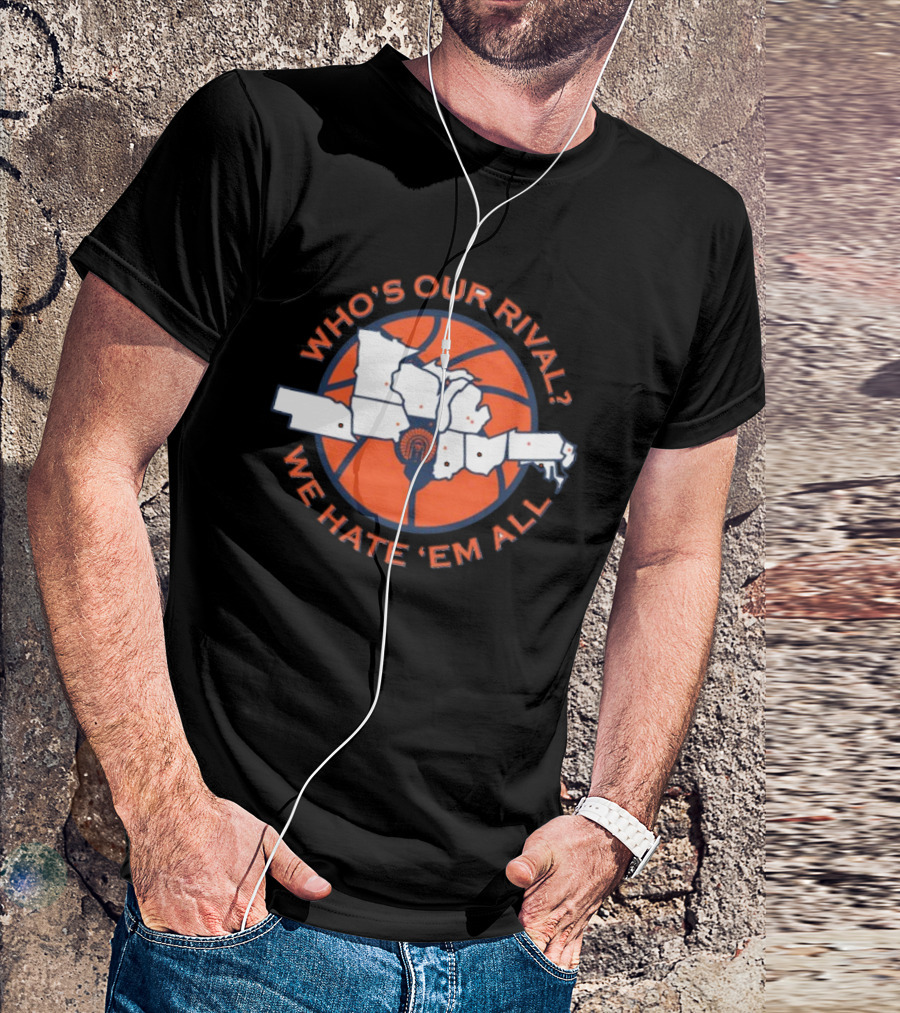 Illinois Basketball Who's Our Rival We Hate 'Em All Map T-Shirt