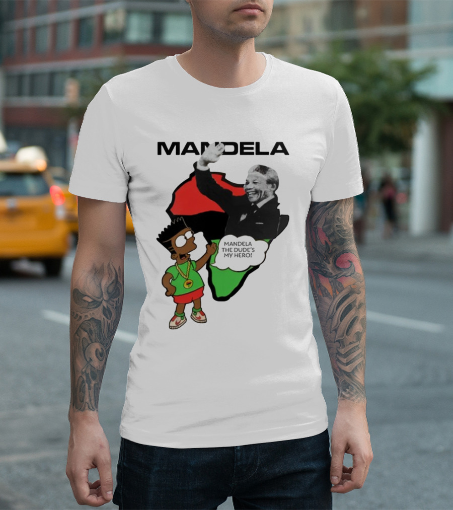 Mandela The Dude's My Hero Africa Cartoon Character T-Shirt