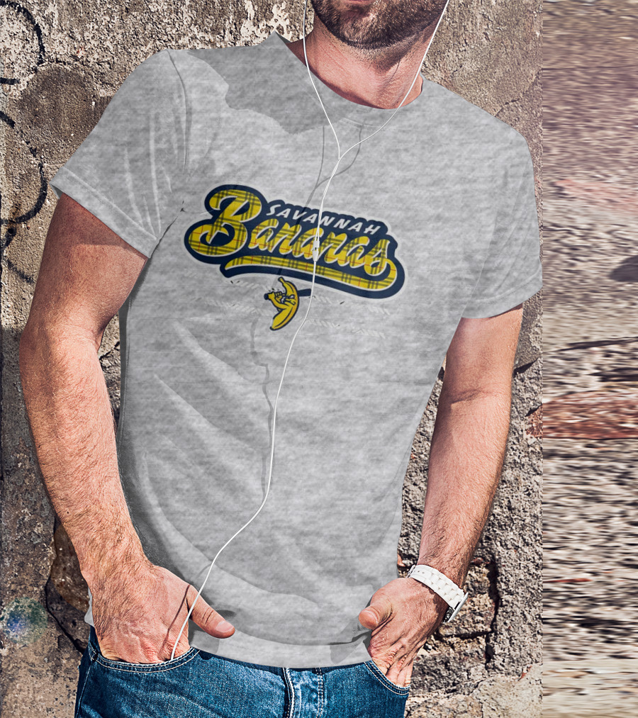 Savannah Bananas Yellow Plaid Baseball Logo Fun T-Shirt