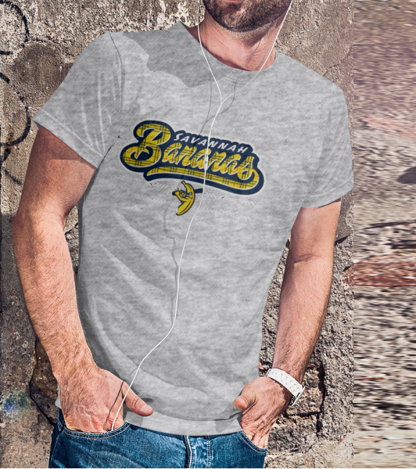 Savannah Bananas Yellow Plaid Baseball Logo Fun T-Shirt