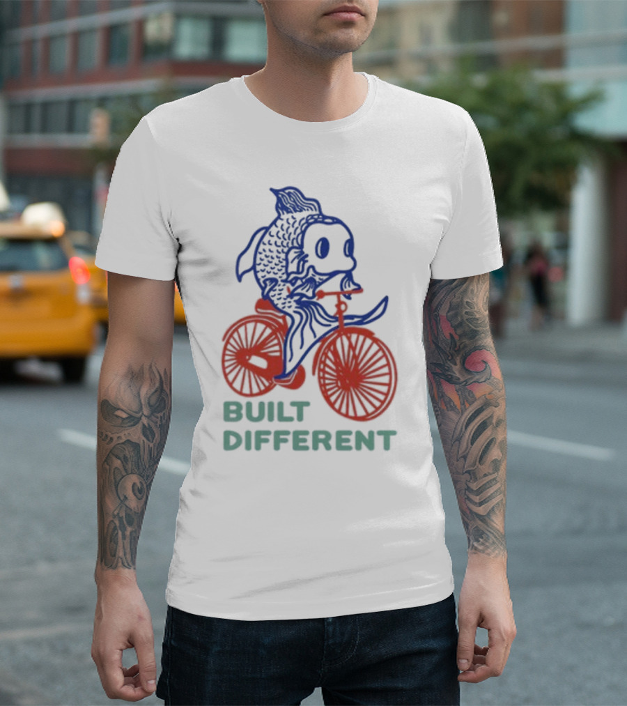 Built Different Koi Bold Red Bicycle Blue Fish T-Shirt