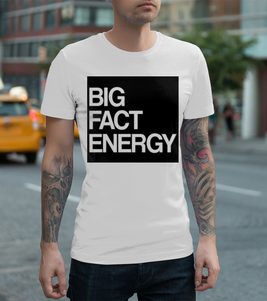 Fact Fiend Big Fact Energy Black Typography T-Shirt