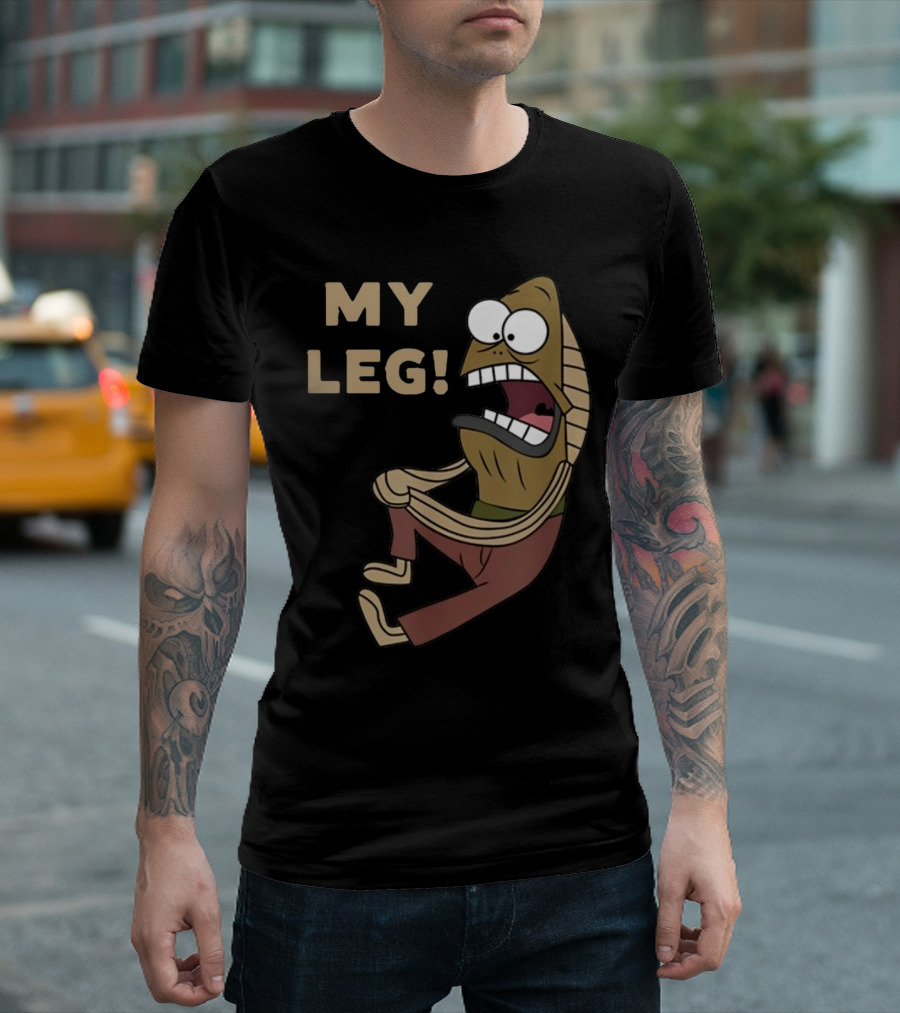 MY LEG Fish Character Scream Comic T-Shirt