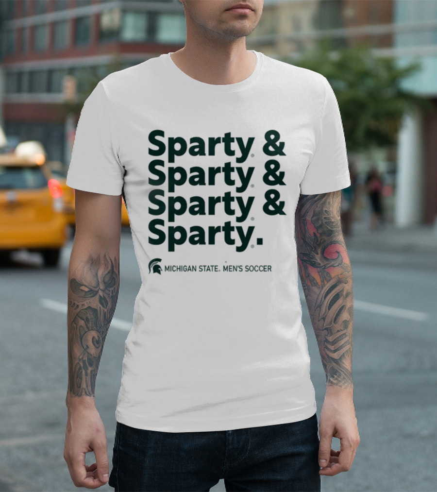 Sparty and Sparty and Sparty and Sparty Michigan State Men's Soccer T-Shirt