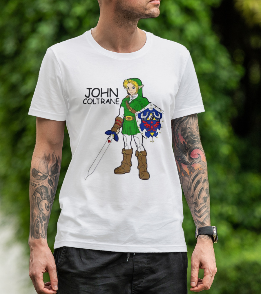 JOHN COLTRANE Lxix Apparel Zelda Inspired Character With Sword And Shield T-Shirt
