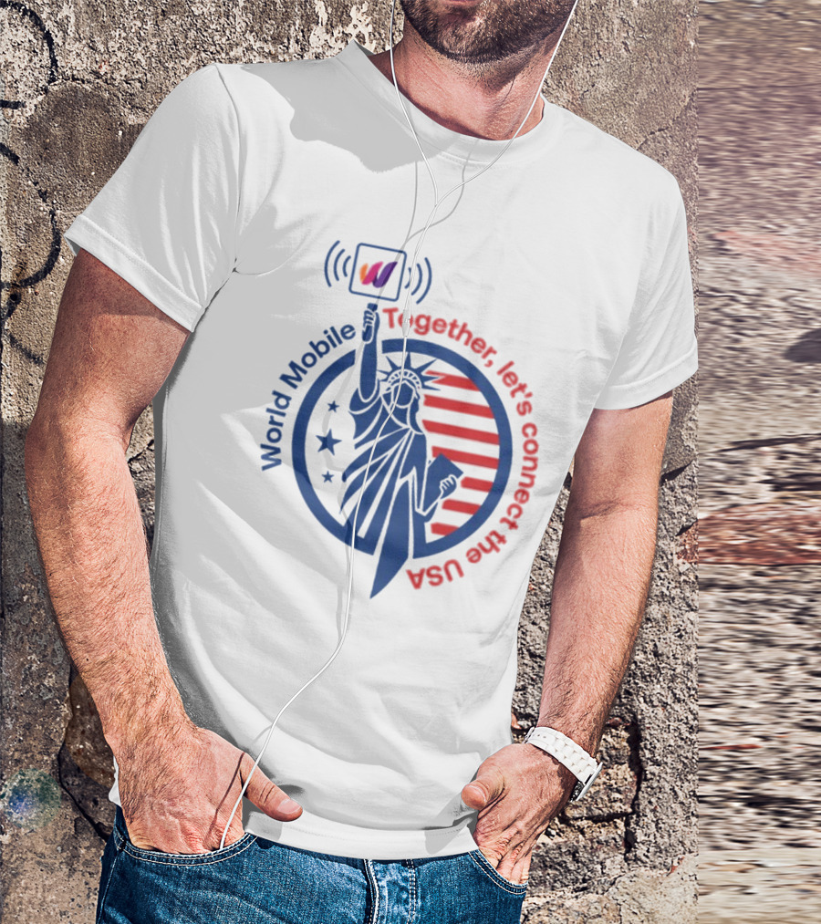World Mobile Statue Of Liberty Connect The USA T-Shirt