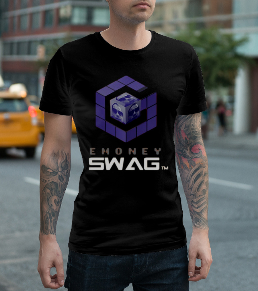Erobb221 Emoney Swag Cube Design With Purple Blocks T-Shirt