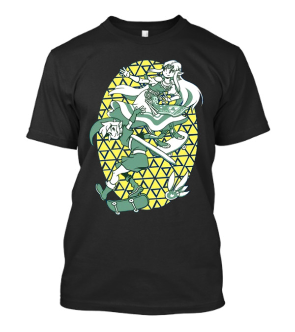 Ocarina Of Grind Link And Zelda Skateboarding Triangles T-Shirt