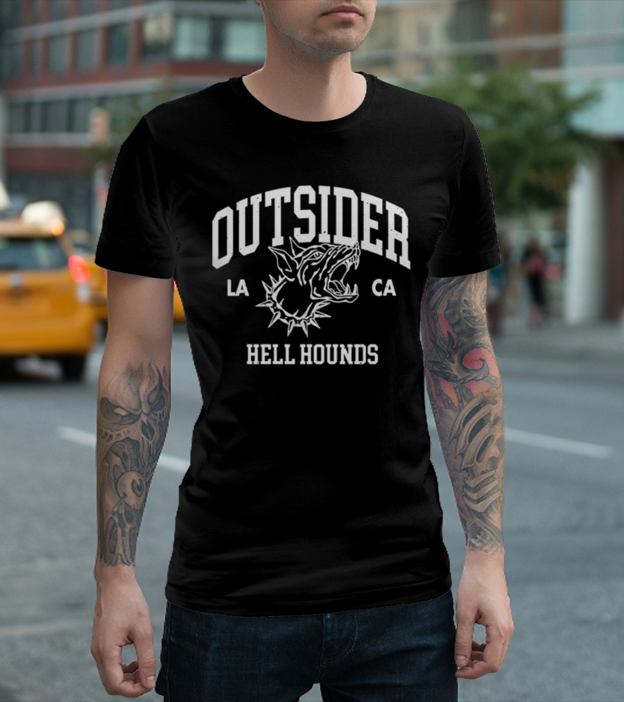 Outsider Hell Hounds LA CA Fierce Canine Emblem T-Shirt
