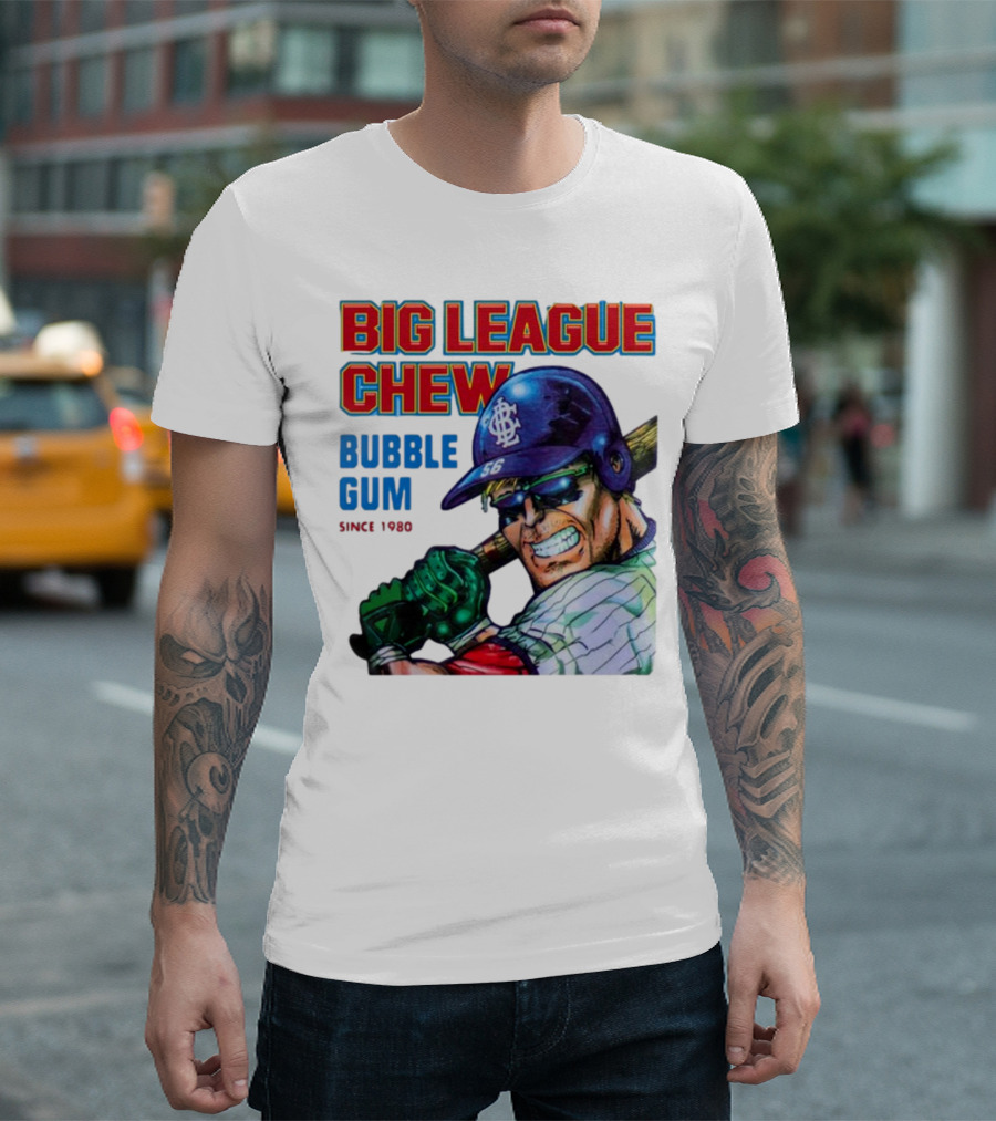 Big League Chew Bubble Gum Since 1980 Baseball Player T-Shirt