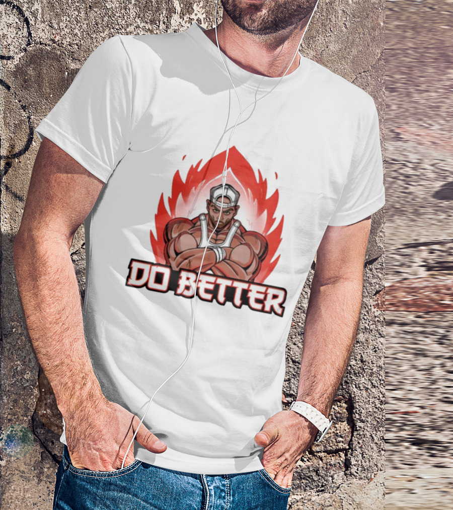 Joey Swoll Do Better Anime Character With Flames T-Shirt