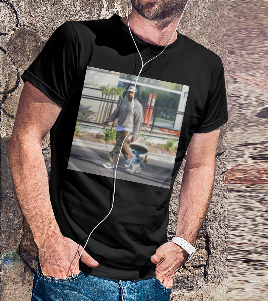 Kanye West Walking With Smurfcat Collaboration Content T-Shirt