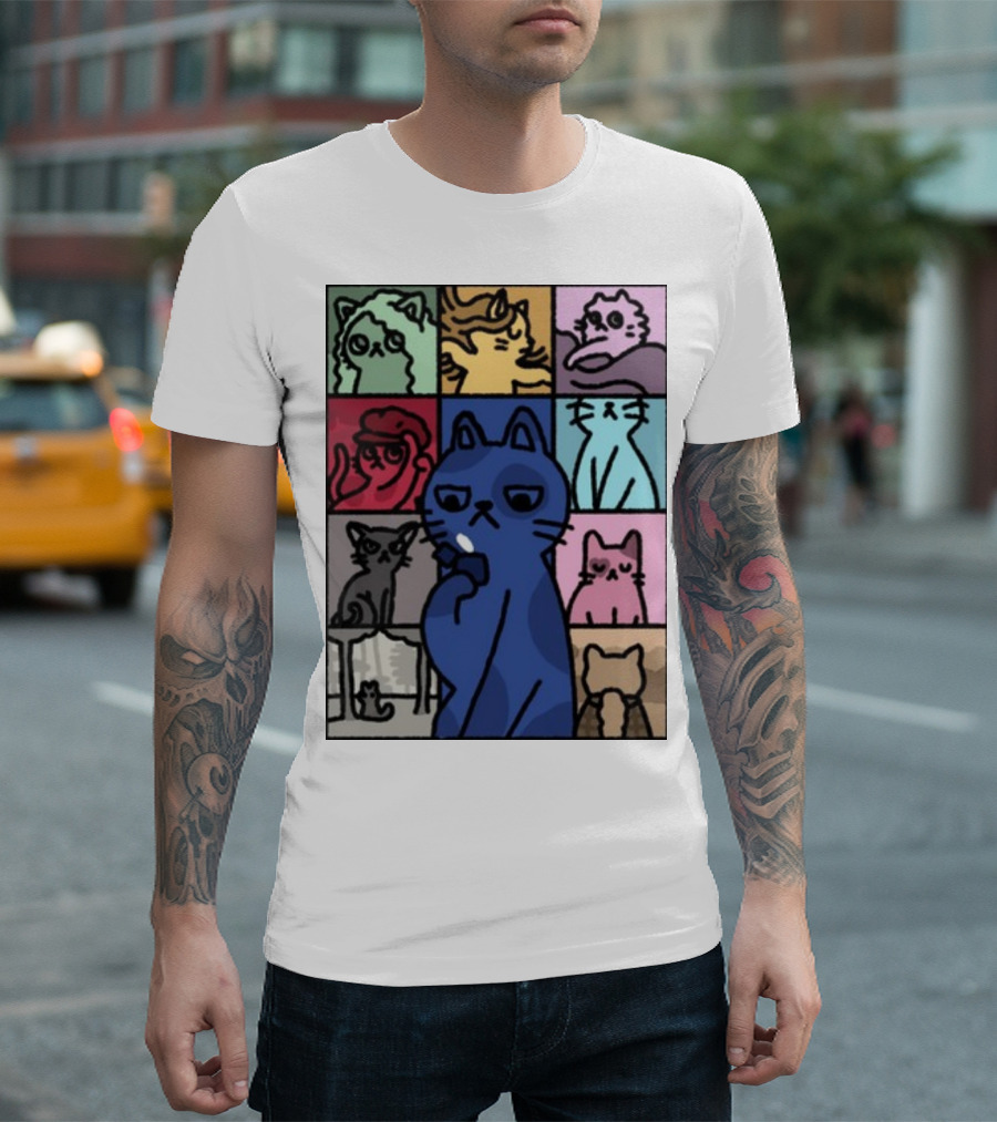 Diegomonstercat TS Midnights The Eras Tour Nine Cats Color Blocks T-Shirt