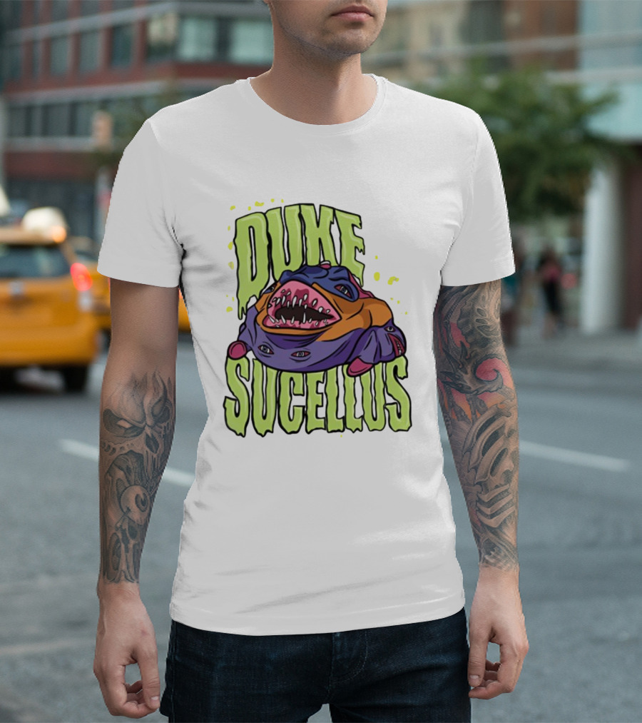 Duke Sucellus Multicolored Creature with Sharp Teeth T-Shirt