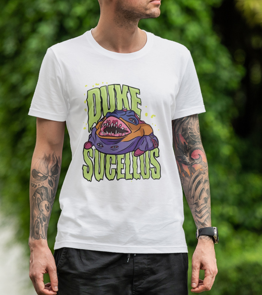 Duke Sucellus Multicolored Creature With Sharp Teeth T-Shirt
