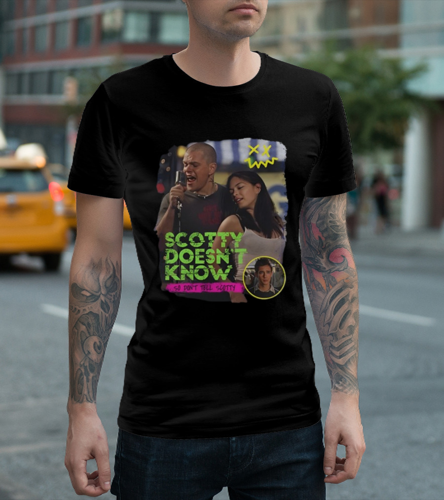 Jonas Never Scotty Doesn't Know So Don't Tell Scotty Karaoke Scene T-Shirt