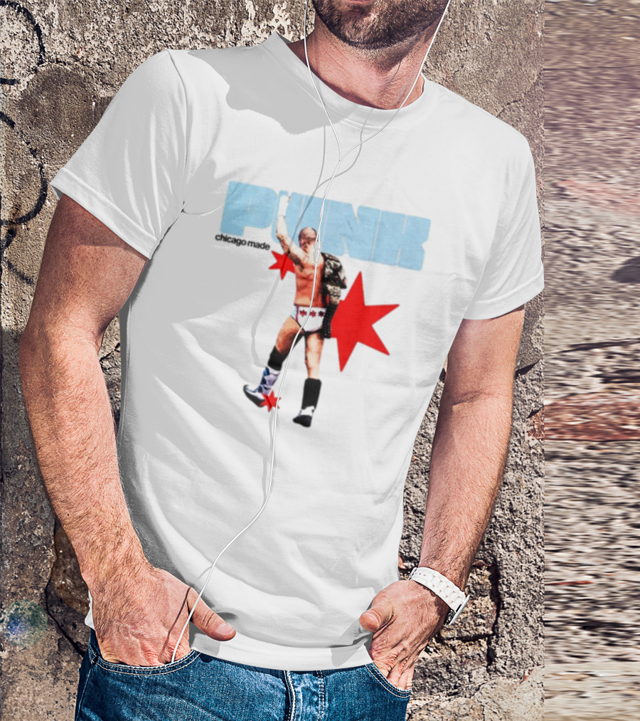 Punk Chicago Made Wrestler With Stars And Backpack T-Shirt