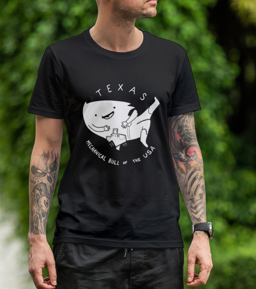 Texas Mechanical Bull Of The USA Fun Cartoon T-Shirt