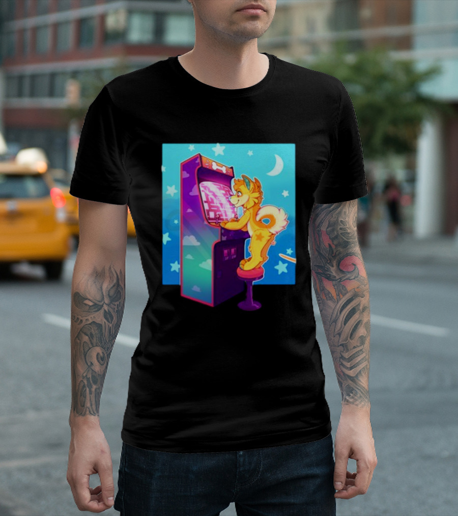 Drackypoof Arcade Pupper Retro Night Gaming T-Shirt