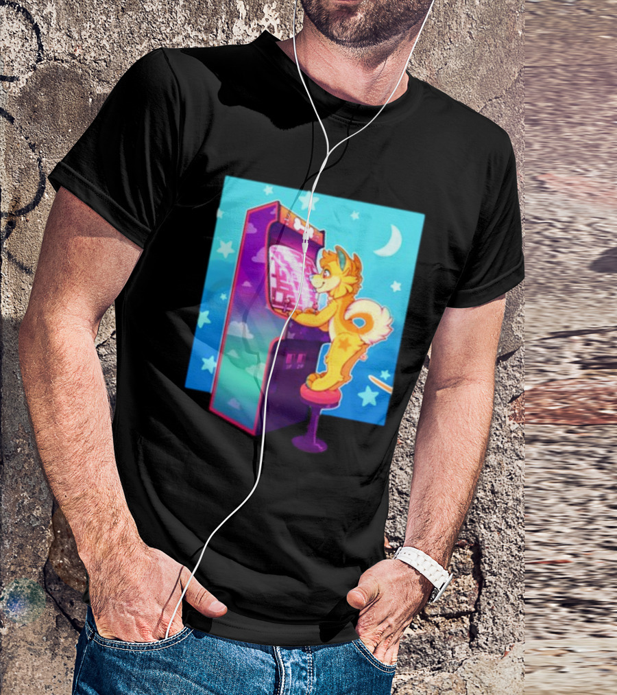 Drackypoof Arcade Pupper Retro Night Gaming T-Shirt