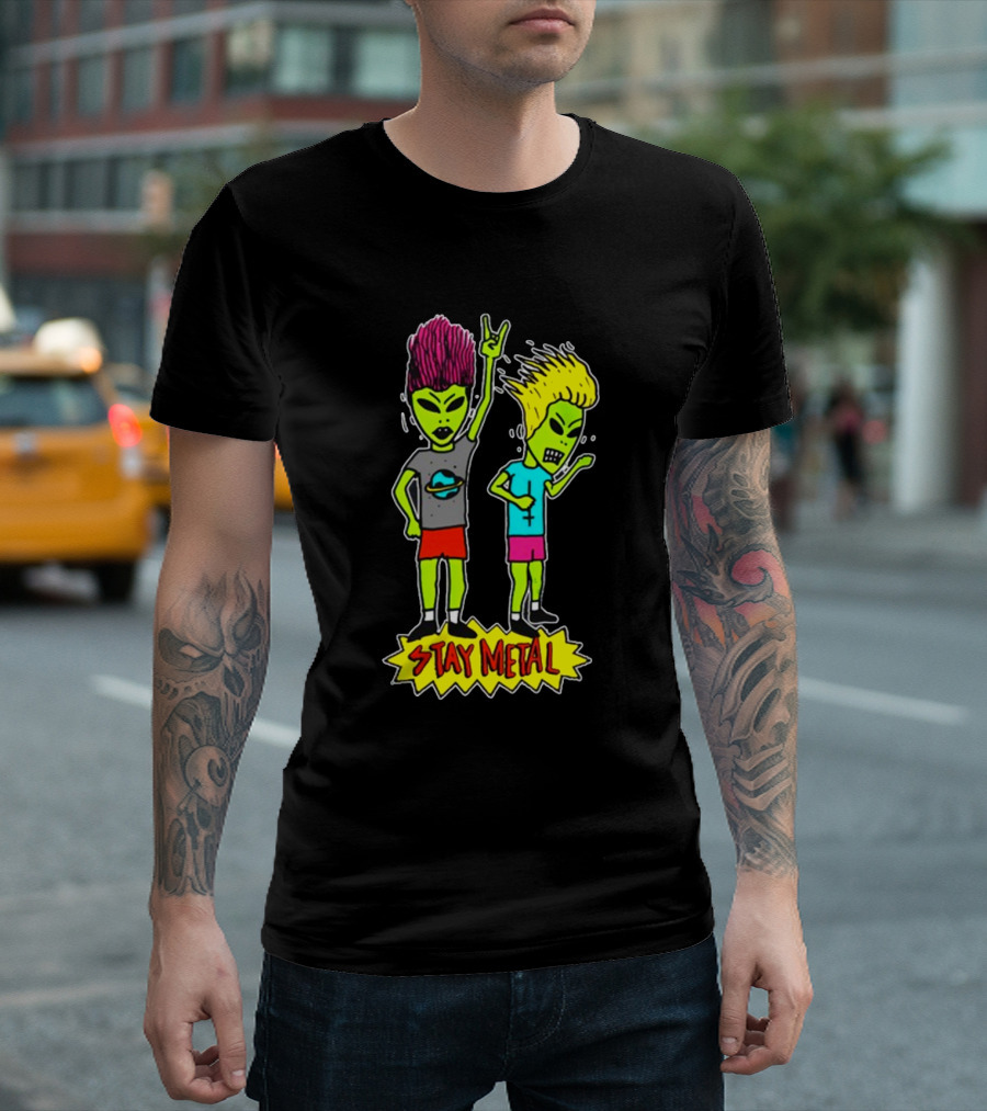 Teen Hearts Green Aliens Stay Metal Mohawk T-Shirt