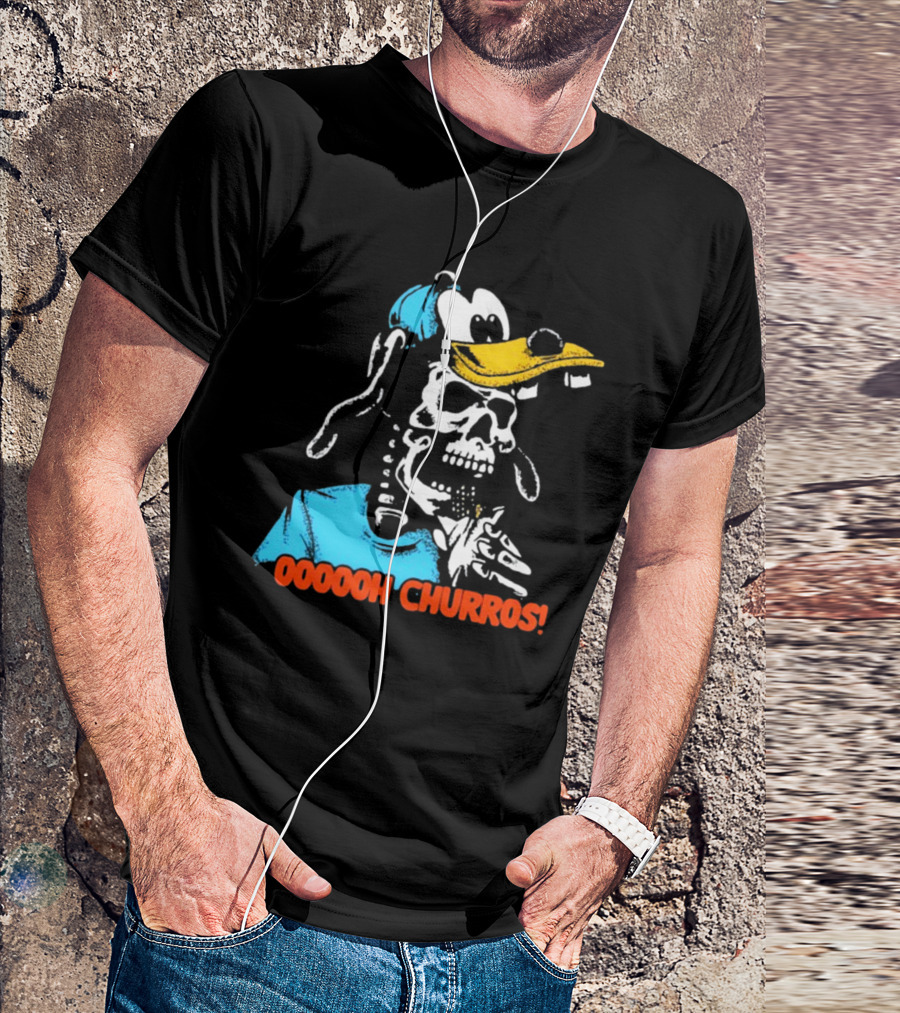 Oooooh Churros Skeleton Dog Character Eating Snack T-Shirt