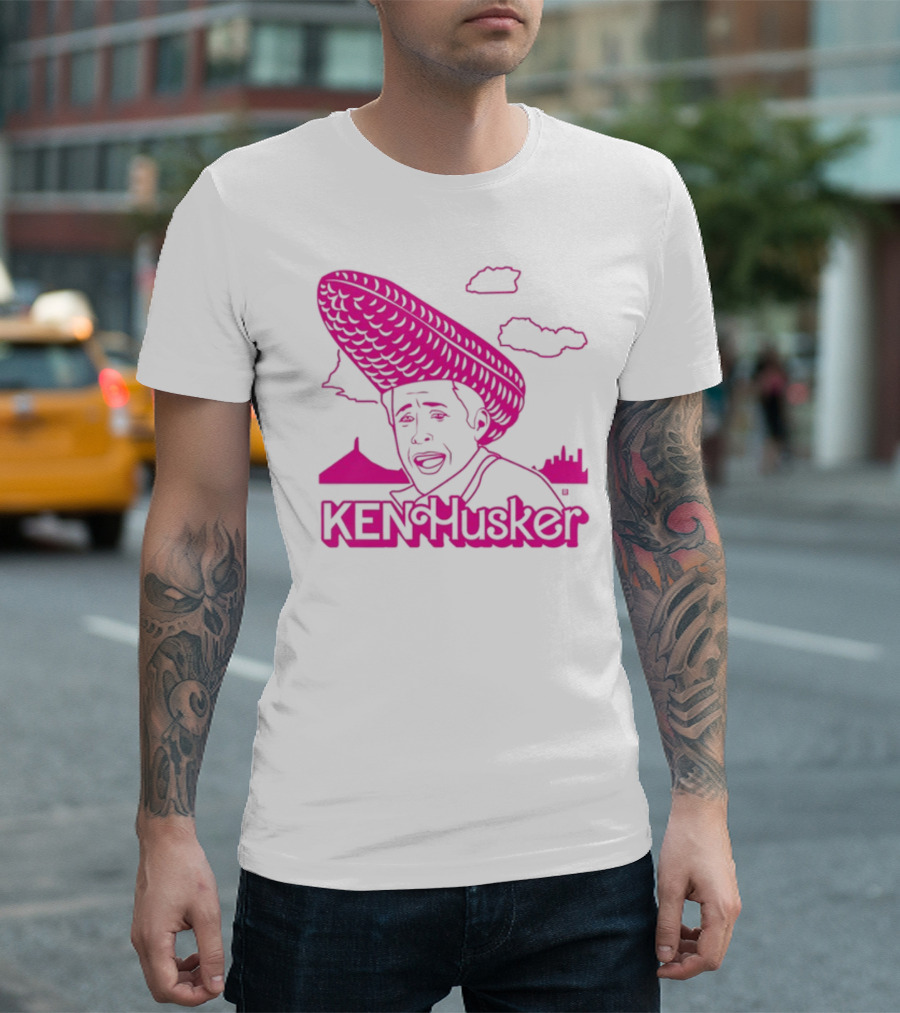Ken Husker Corn Hat City Skyline T-Shirt