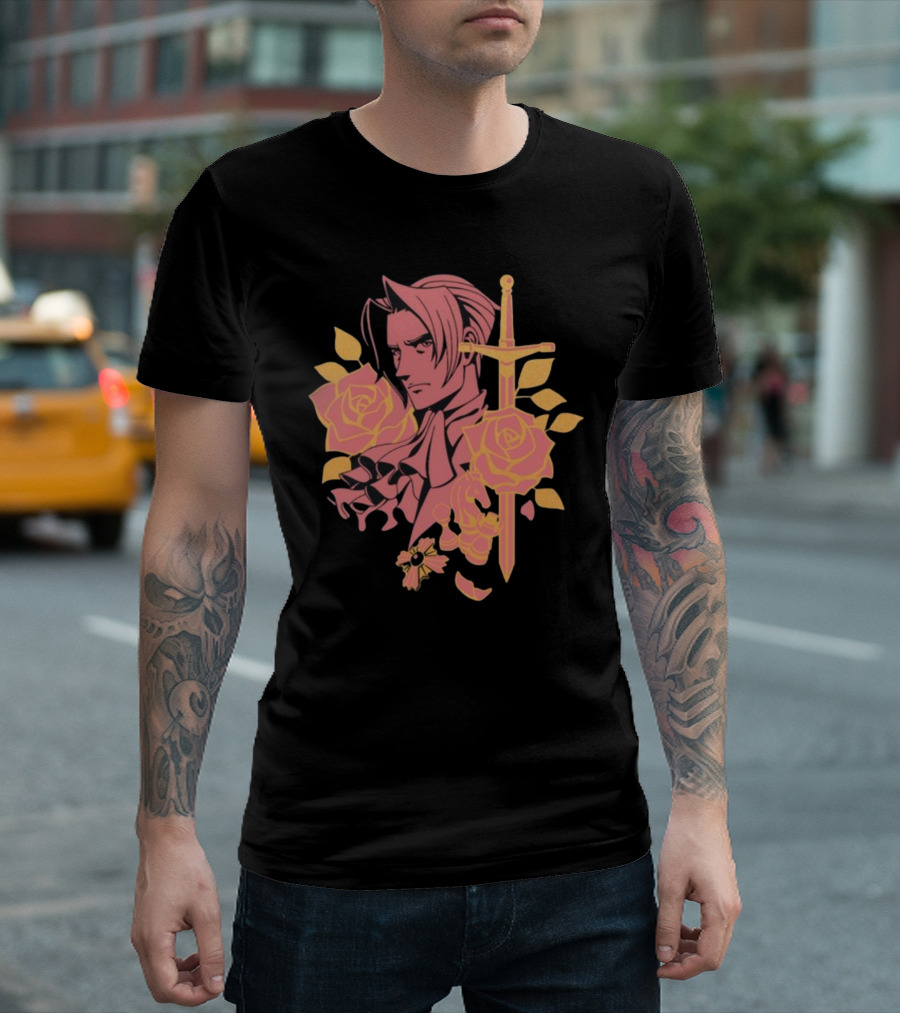 Fangamer King Of Prosecutors Miles Edgeworth Roses Sword Medallion T-Shirt