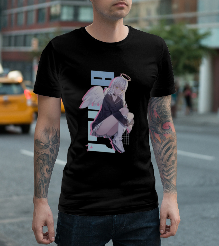 Elise Angel Wings Halo Checkered Skirt Anime T-Shirt