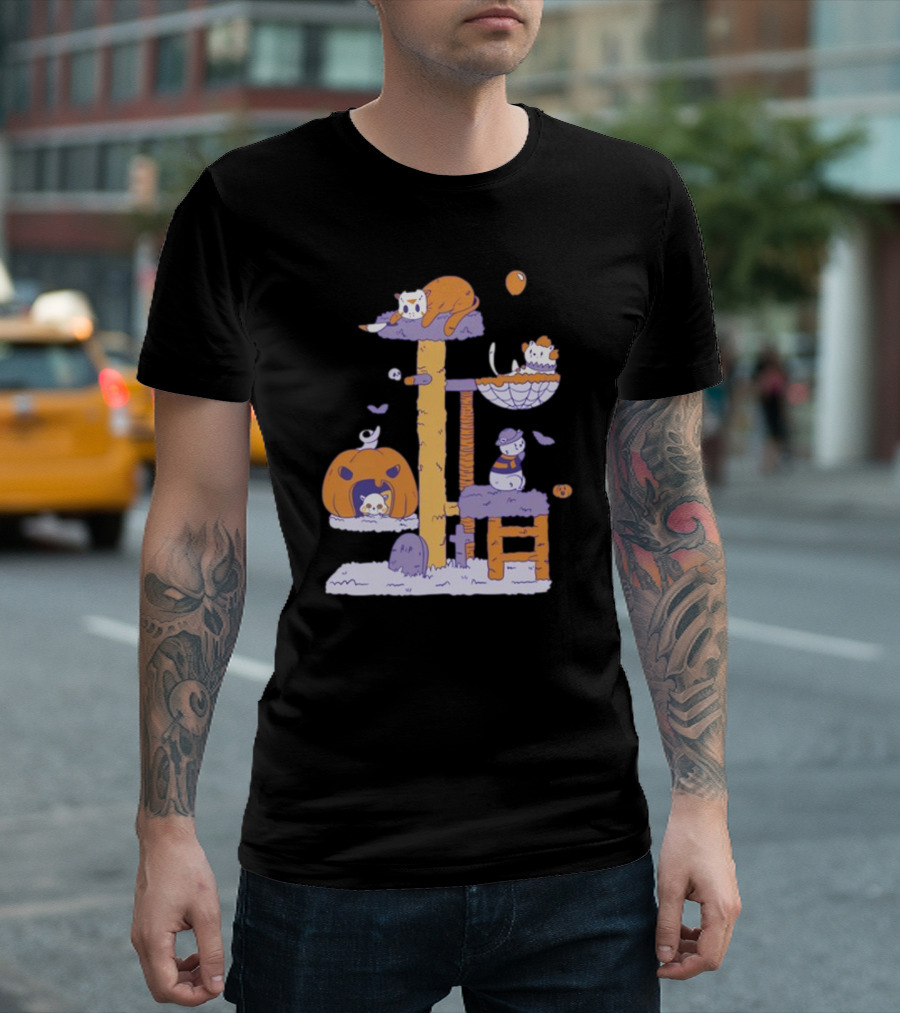 Gotfunny Cat Horror Icons Pumpkin Halloween Playhouse T-Shirt