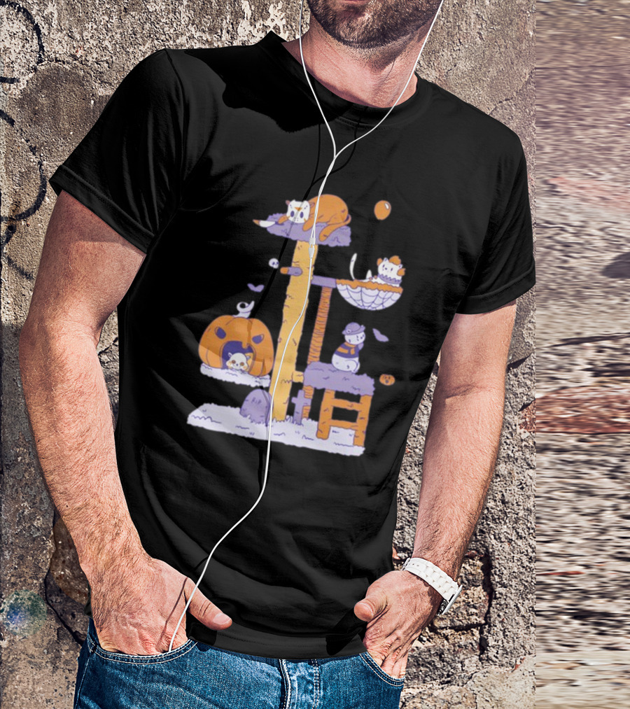 Gotfunny Cat Horror Icons Pumpkin Halloween Playhouse T-Shirt