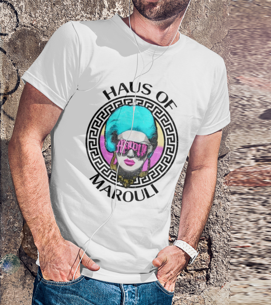 HAUS OF MAROULI Neon Glam Icon With Greek Key Border T-Shirt