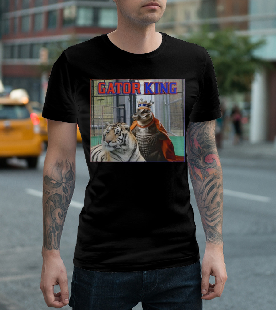 Gator King Crowned Alligator With Tiger T-Shirt