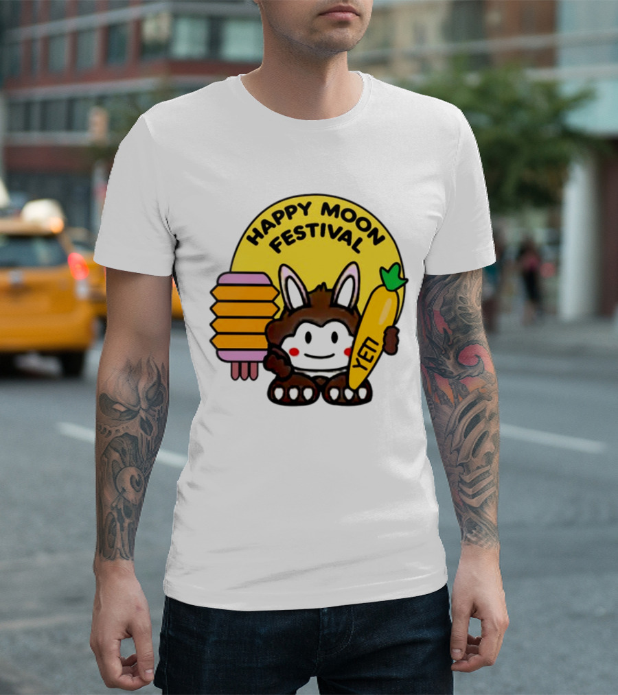 Rockstar Games Happy Moon Festival Yeti Lantern Rabbit T-Shirt