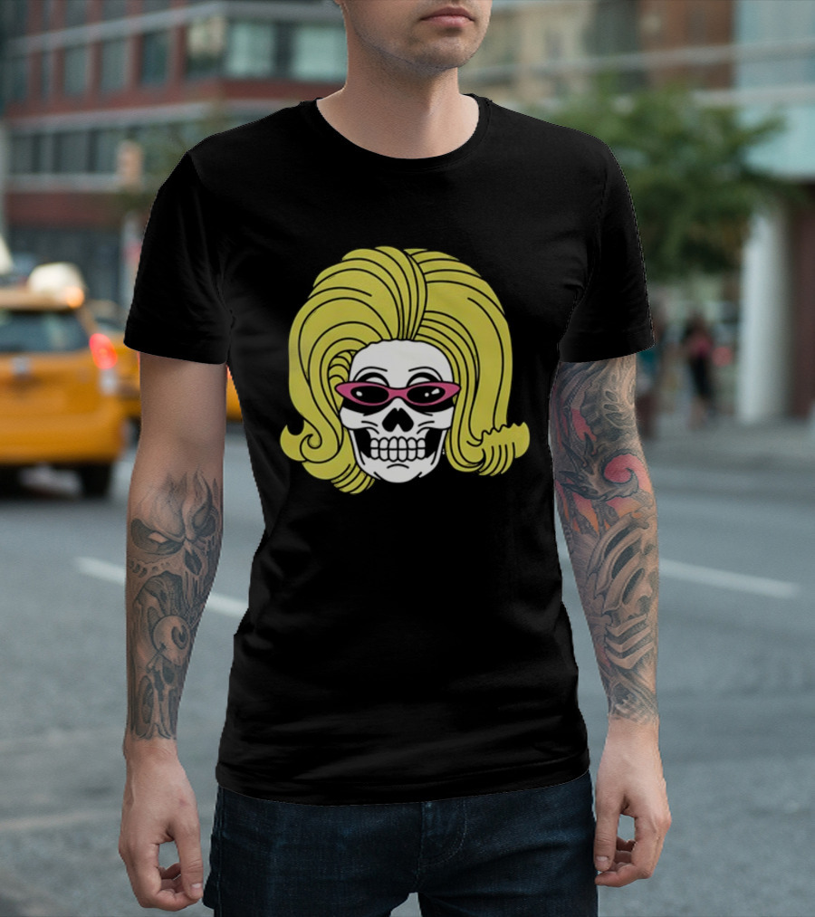 Juno Birch Death Skull Blonde Wig Pink Sunglasses T-Shirt