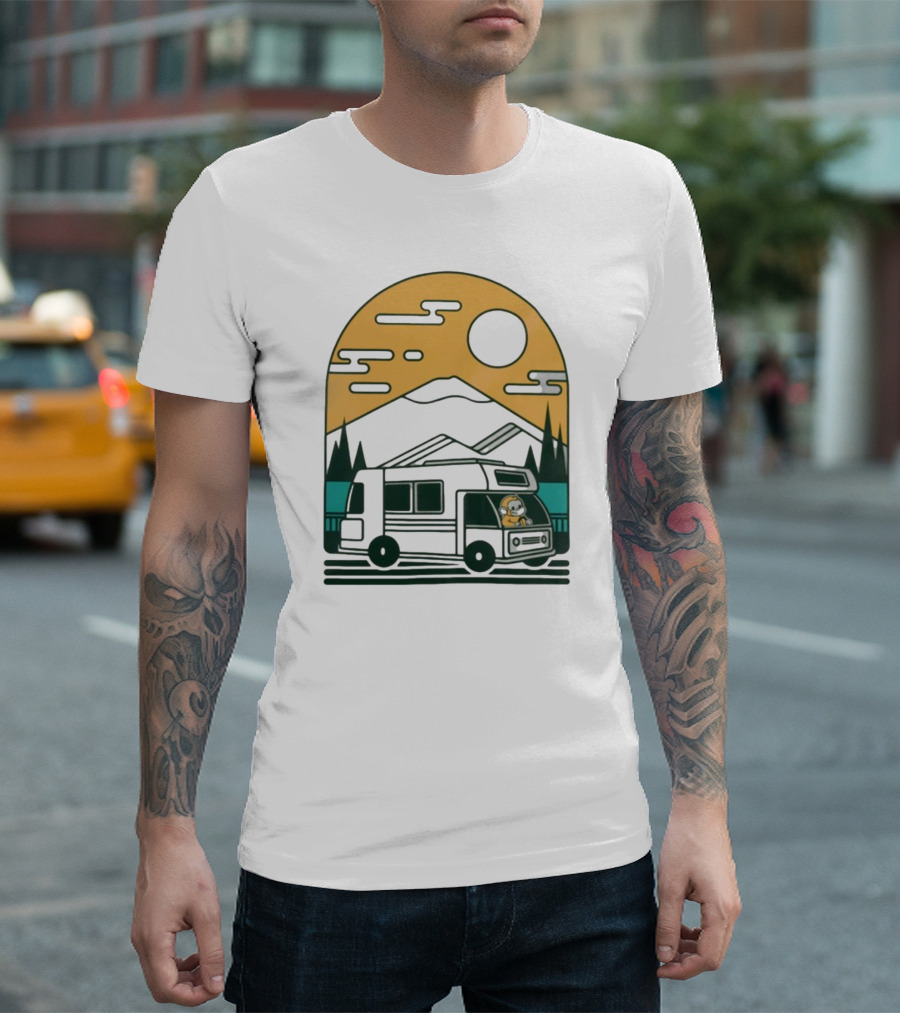 Cdawgva Road Trippin Camper Adventure Under a Mountain Sunrise T-Shirt