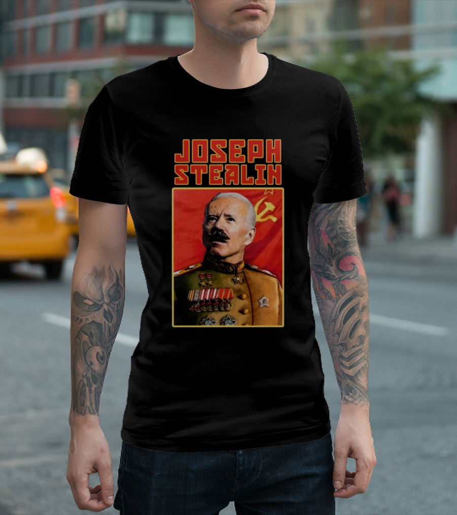 Joseph Stealin Soviet Parody Stalin Uniform Red Flag T-Shirt