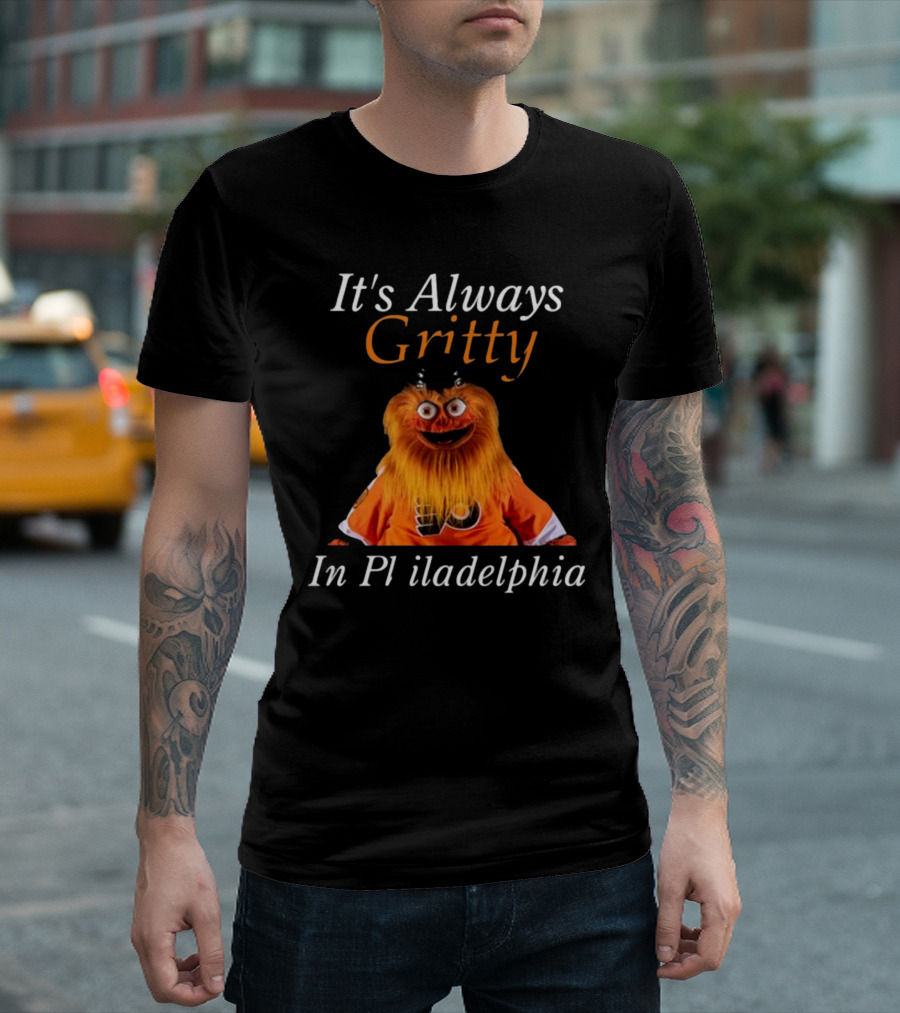 It's Always Gritty in Philadelphia Hockey Mascot Flyers Orange T-Shirt